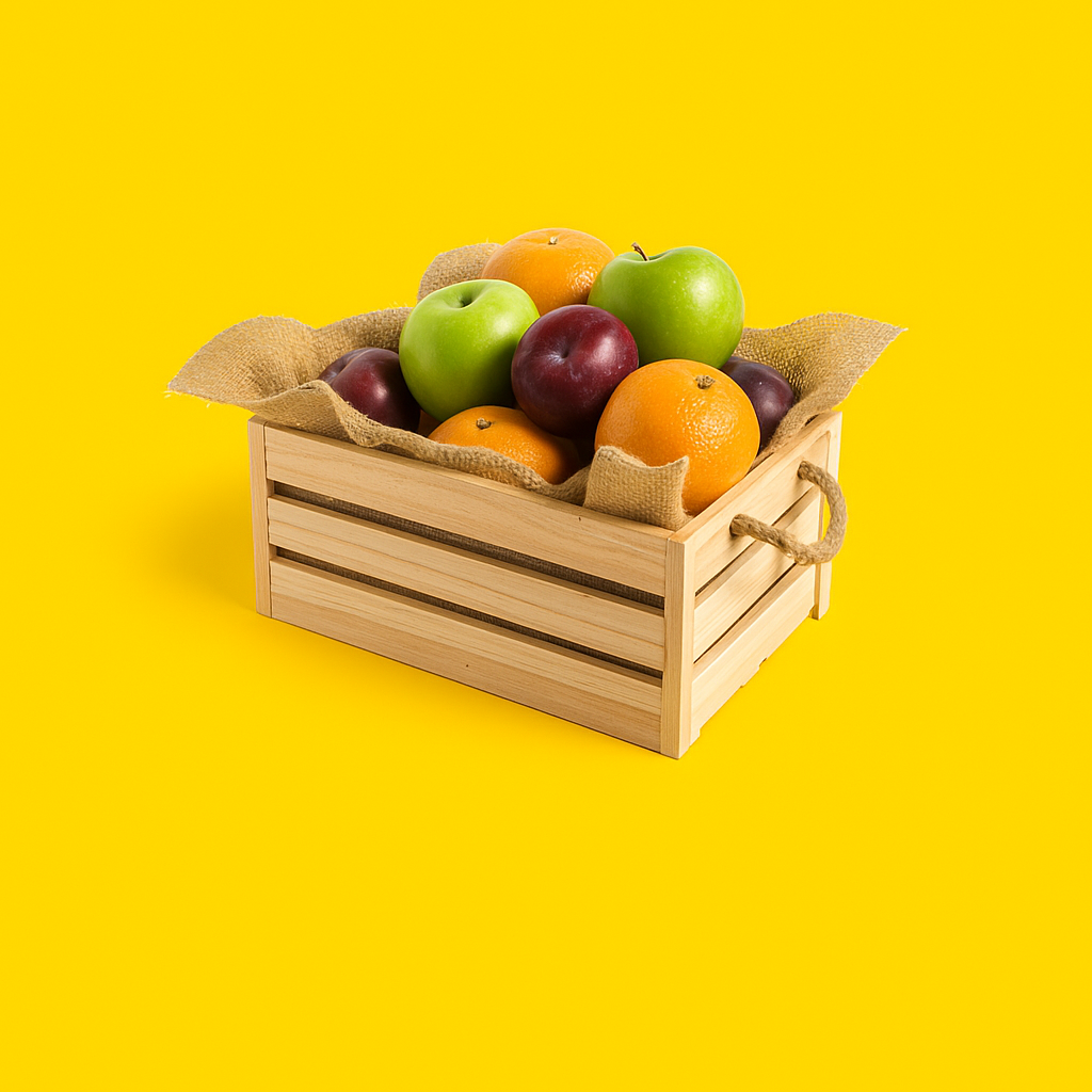 Fruit Box with Bright Yellow Background