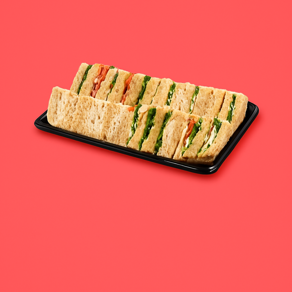 Sandwich Platter with Extra Bright Coral Background